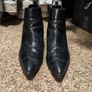 Marc Fisher snake print booties
